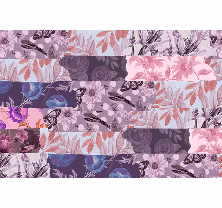 花のコラージュ壁画の壁紙 - TENSTICKERS