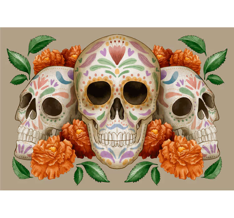 メキシコ風の頭蓋骨の壁の壁画 - TENSTICKERS