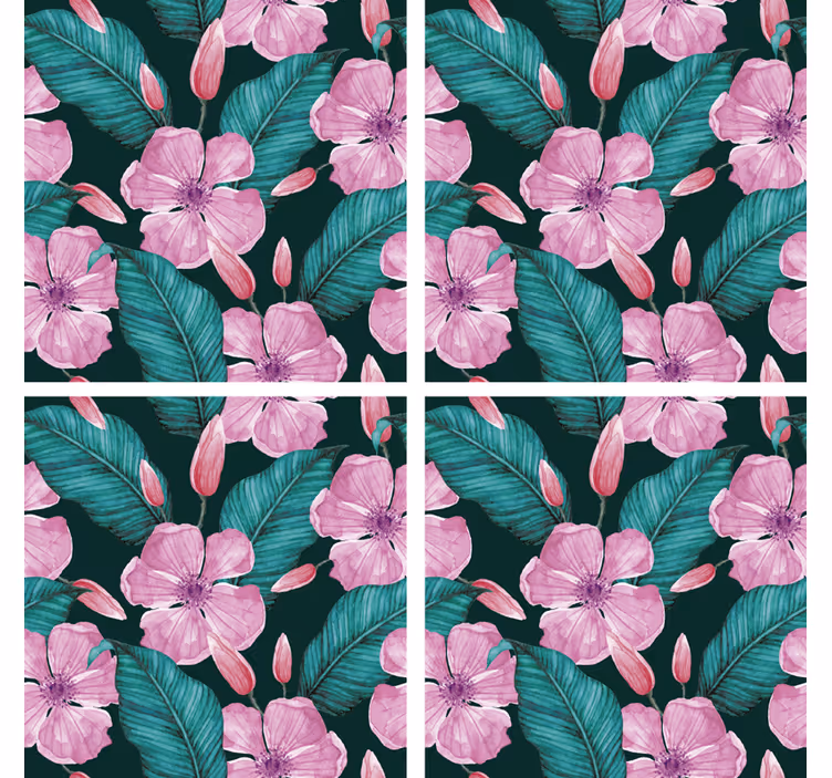 コースターテクスチャ効果花と葉のパターン - TENSTICKERS