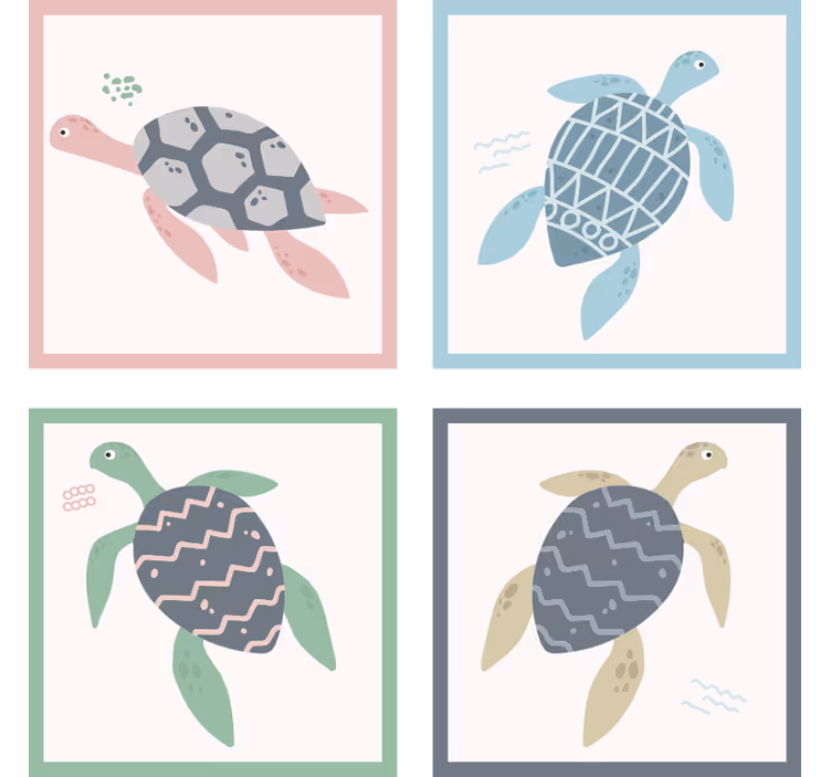 やわらかい色のカメコースターセット - TENSTICKERS