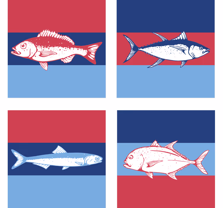 その他のコースター 魚のスタイライズドイラスト - TENSTICKERS