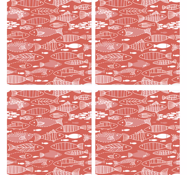 現代のコースター 魚のパターン背景 - TENSTICKERS