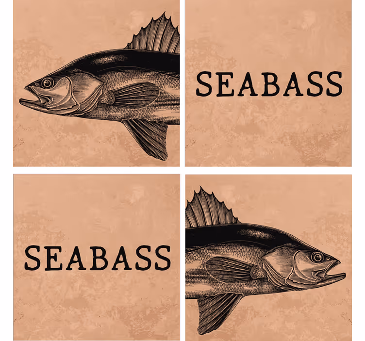素晴らしい現実的な手描きのシーバス魚コースター - TENSTICKERS