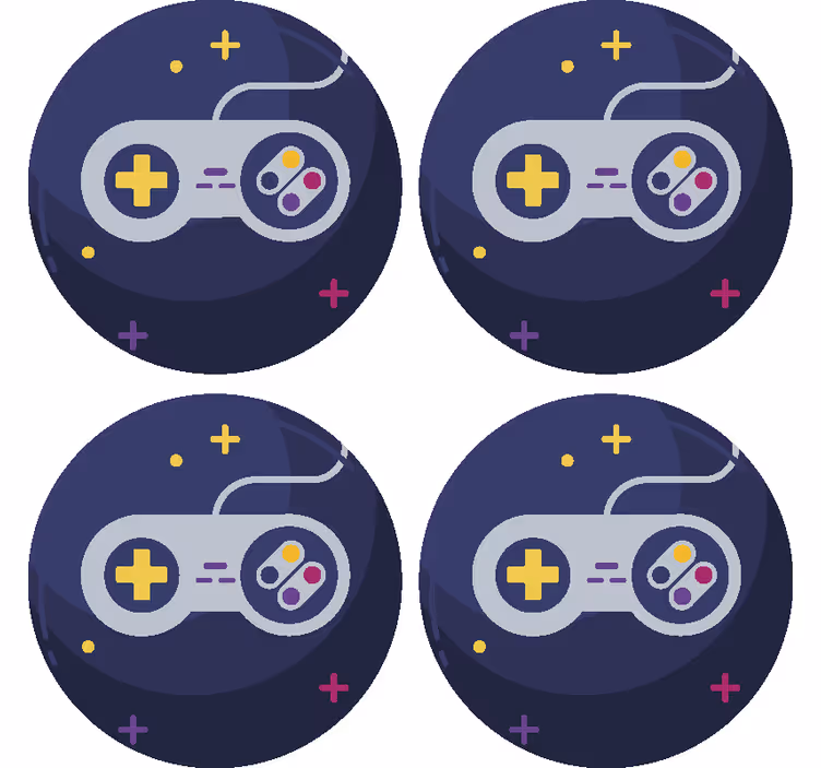 コースター フリーク カラフルなゲームコントローラー - TENSTICKERS