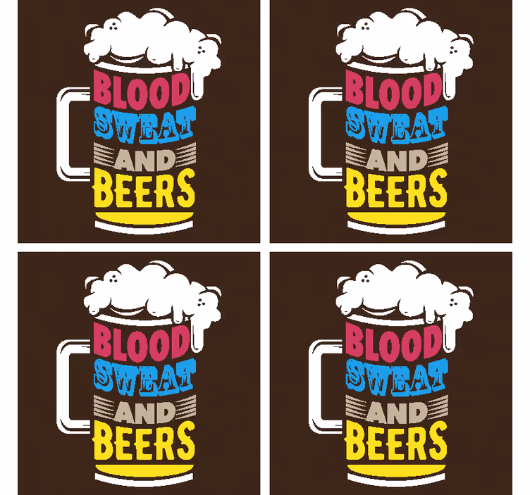 血、汗、ビールのビールマット - TENSTICKERS