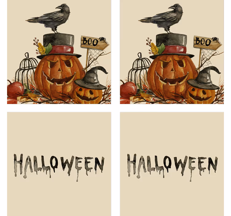 ハロウィンコースターかぼちゃとカラスのシーン - TENSTICKERS