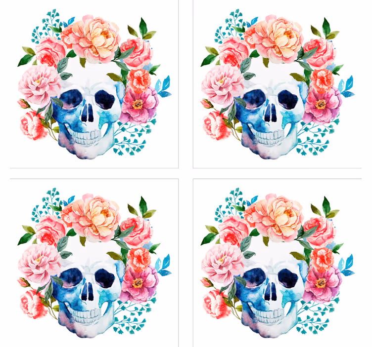 コースター フリーク 花柄スカルモチーフ - TENSTICKERS