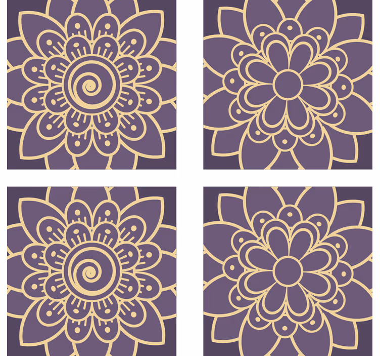 コースターテクスチャ効果花の金色模様 - TENSTICKERS