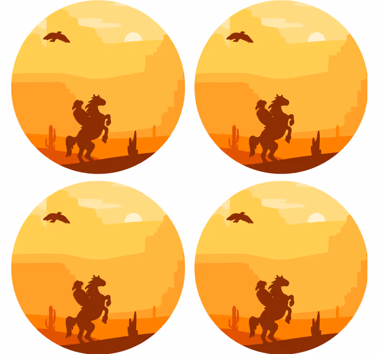 ビンテージ コースター 夕焼けの砂漠の風景 - TENSTICKERS