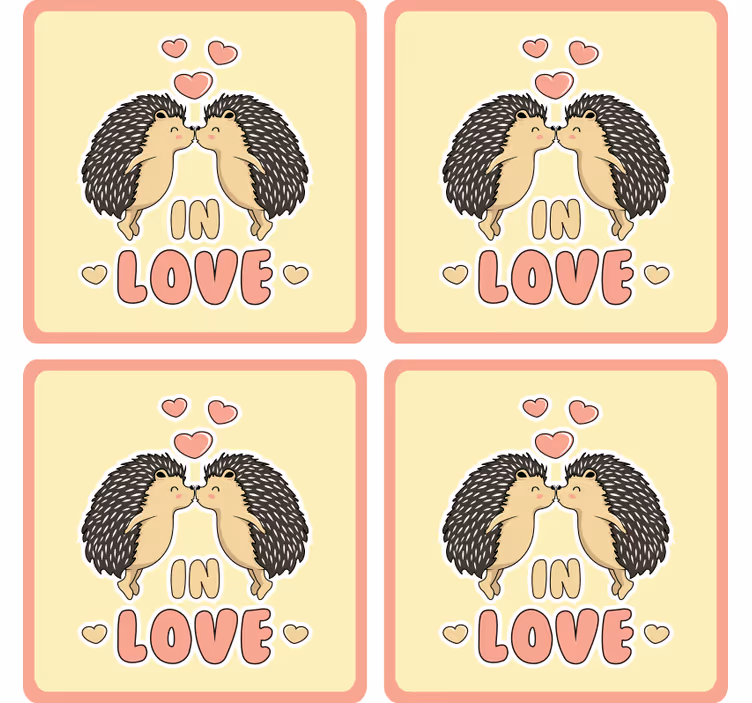 現代のコースター ハリネズミのキスとハート - TENSTICKERS