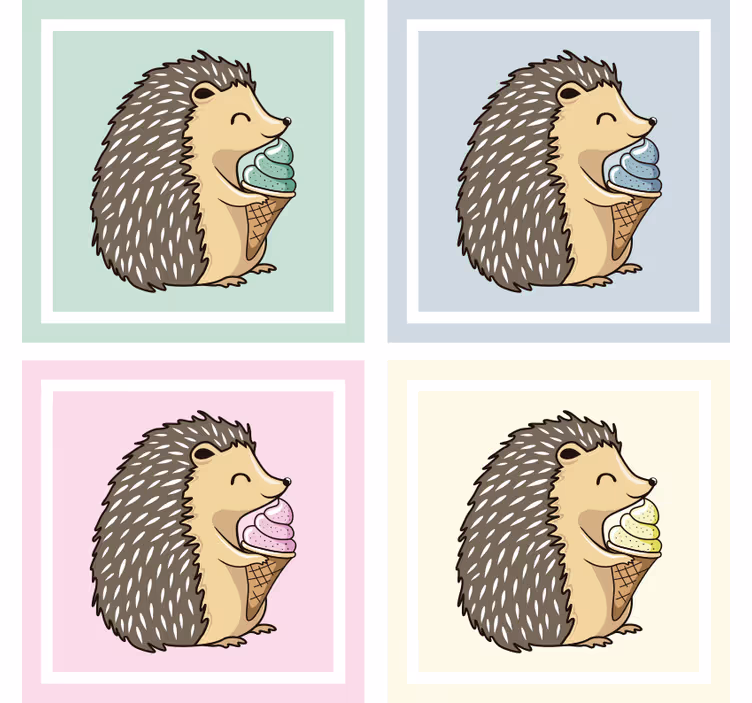 コースター フリーク ハリネズミのアイスクリームを楽しむ - TENSTICKERS