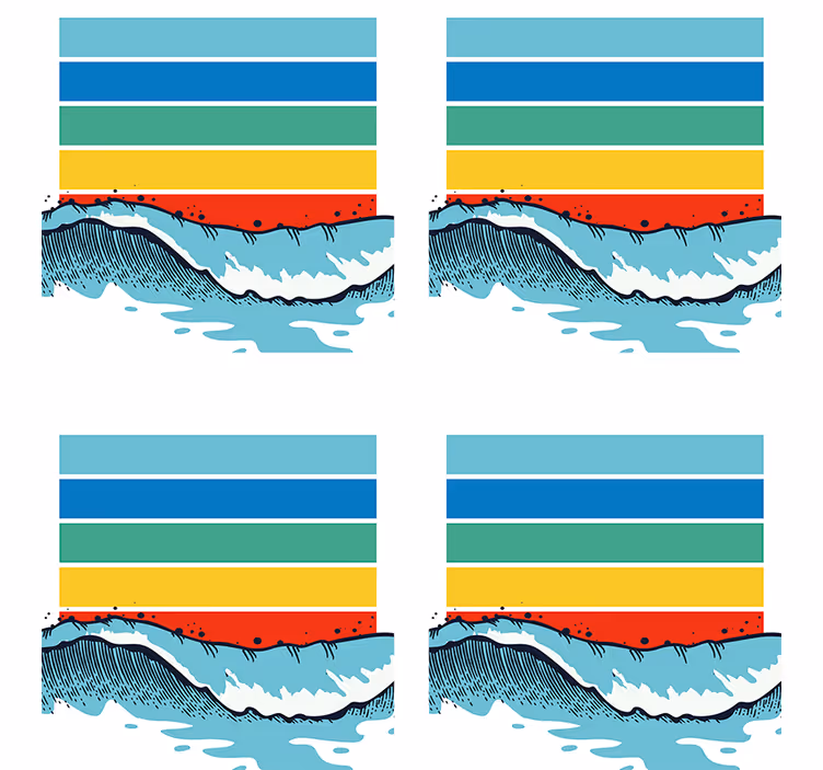コースターテクスチャ効果 カラフルウェーブパターン - TENSTICKERS