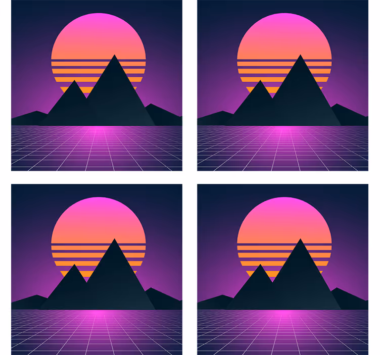 現代のコースター幾何学的な山の夕焼け - TENSTICKERS