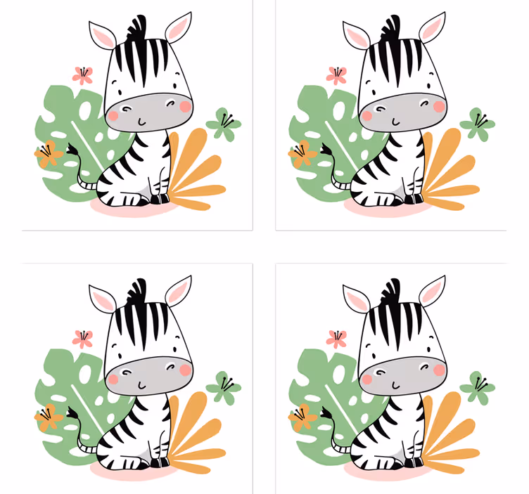 コースター フリーク かわいいシマウマキャラクター - TENSTICKERS