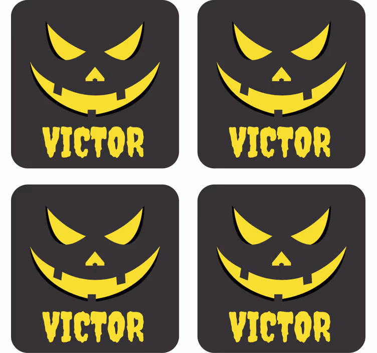 パーソナライズされたカボチャの顔のコースターハロウィーン - TENSTICKERS