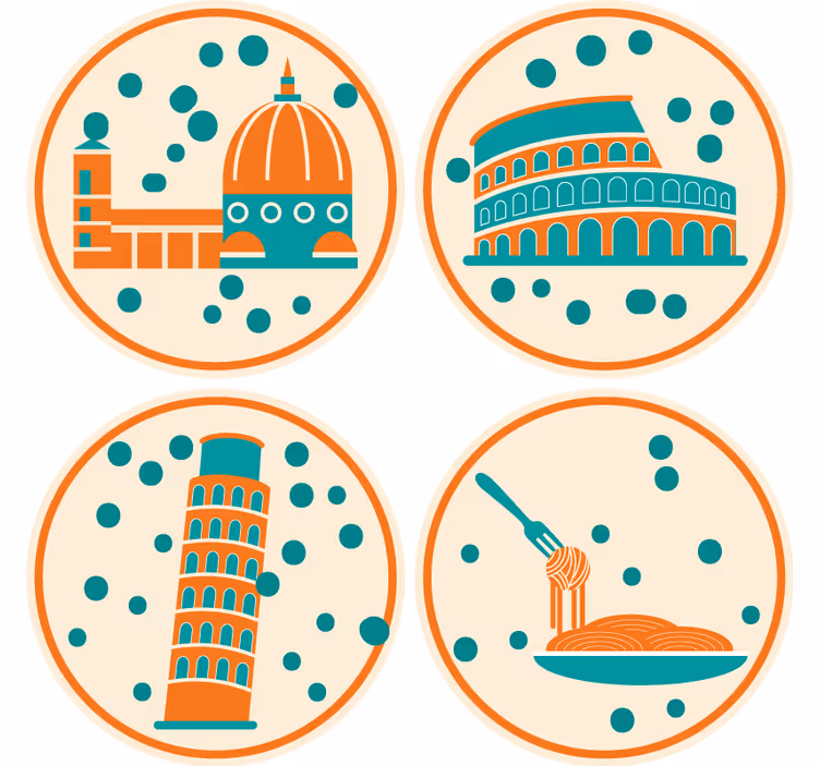 現代のコースター イタリアの象徴的なランドマーク - TENSTICKERS