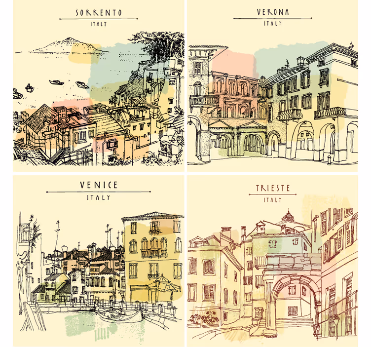 コースター 引用 イタリアの都市風景 - TENSTICKERS