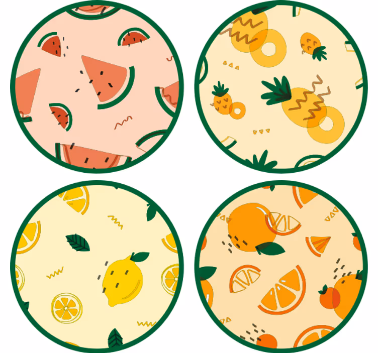 コースター フリーク トロピカルフルーツパターン - TENSTICKERS