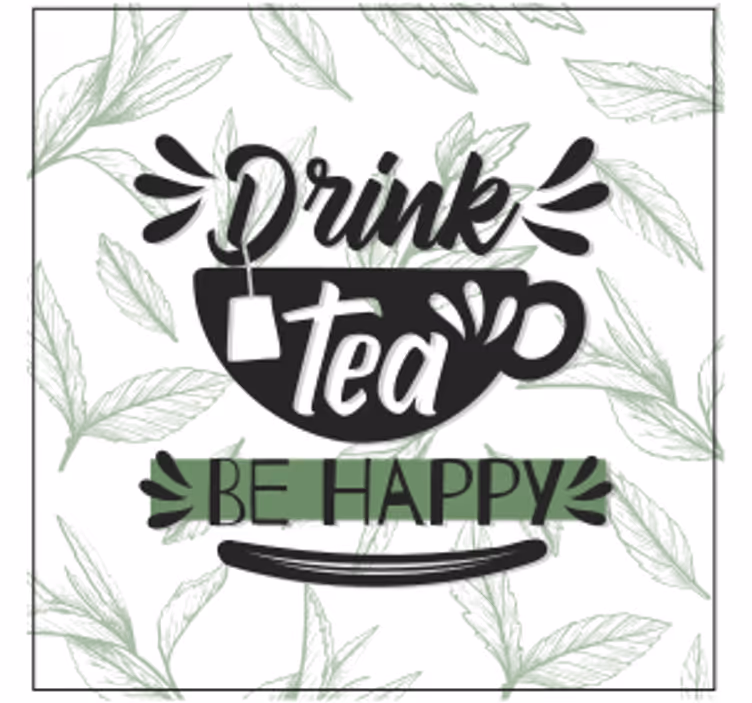 センテンスドリンクティービーハッピーテキストコースター - TENSTICKERS