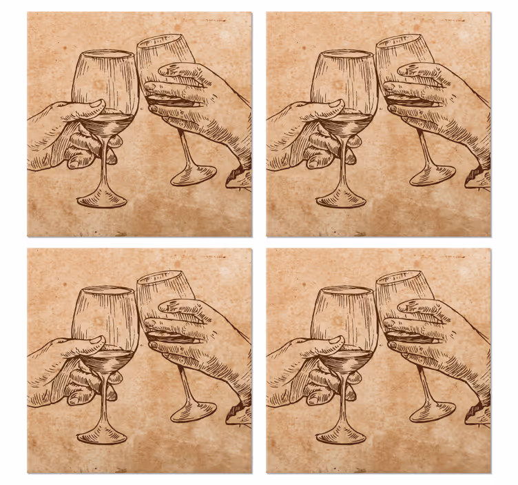 ビールマット 手描きのグラスで乾杯 - TENSTICKERS