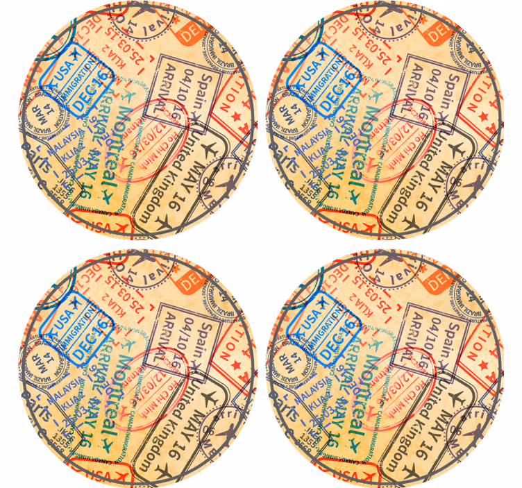 トラベルスタンプ モダンコースター - TENSTICKERS