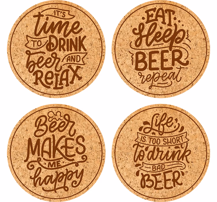 さまざまなビール テキスト コースター - TENSTICKERS