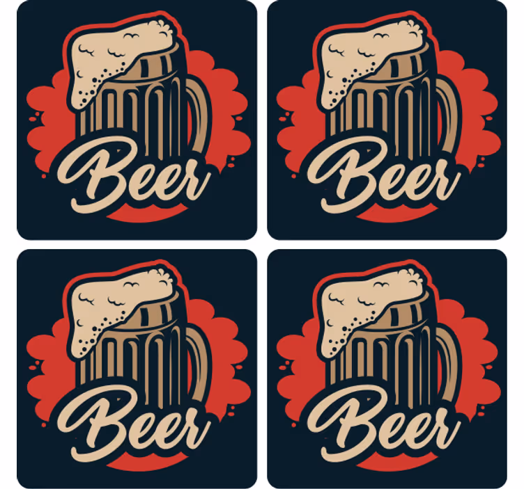ビールマット泡立つジョッキのイラスト - TENSTICKERS