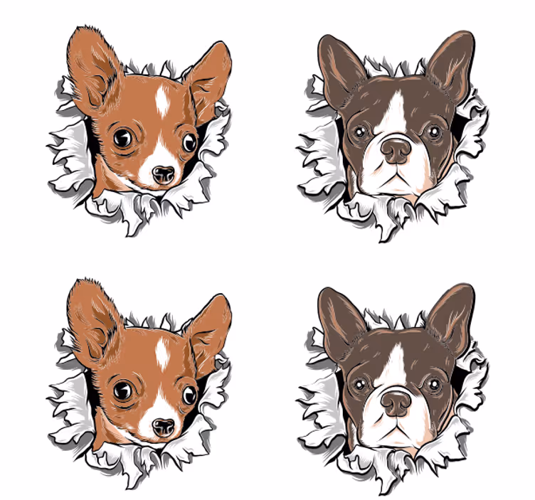コースター フリーク チワワとブルドッグの顔 - TENSTICKERS