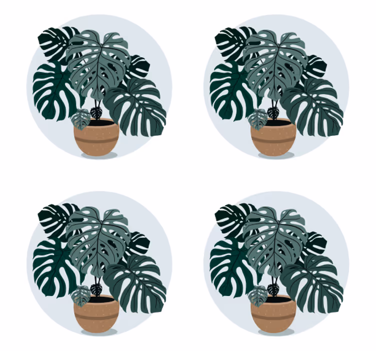 現代のコースター モンステラ植物のイラスト - TENSTICKERS