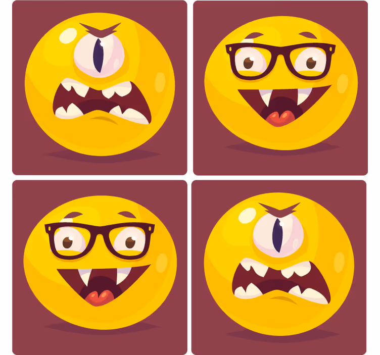コースター フリーク かわいいスマイリーフェイス - TENSTICKERS