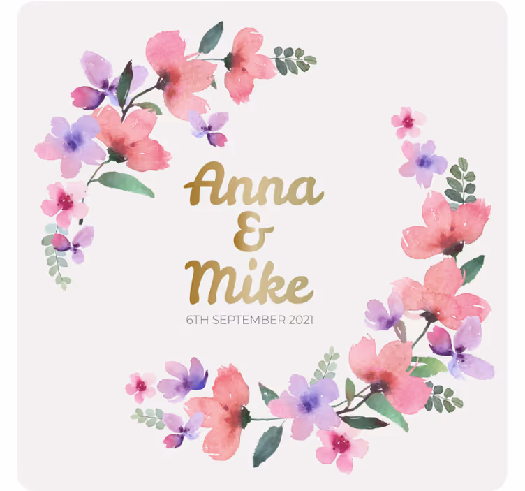 コースター 結婚式 花柄カップルモノグラム - TENSTICKERS