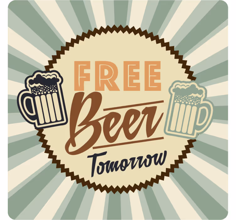 ビールマットレトロ無料ビール告知 - TENSTICKERS
