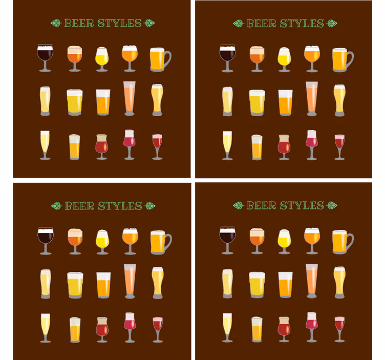 ビールマットさまざまなビールグラス - TENSTICKERS