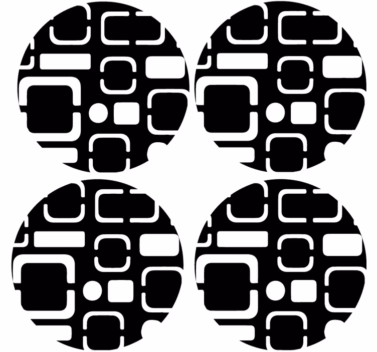 コースターテクスチャ効果幾何学的黒模様 - TENSTICKERS