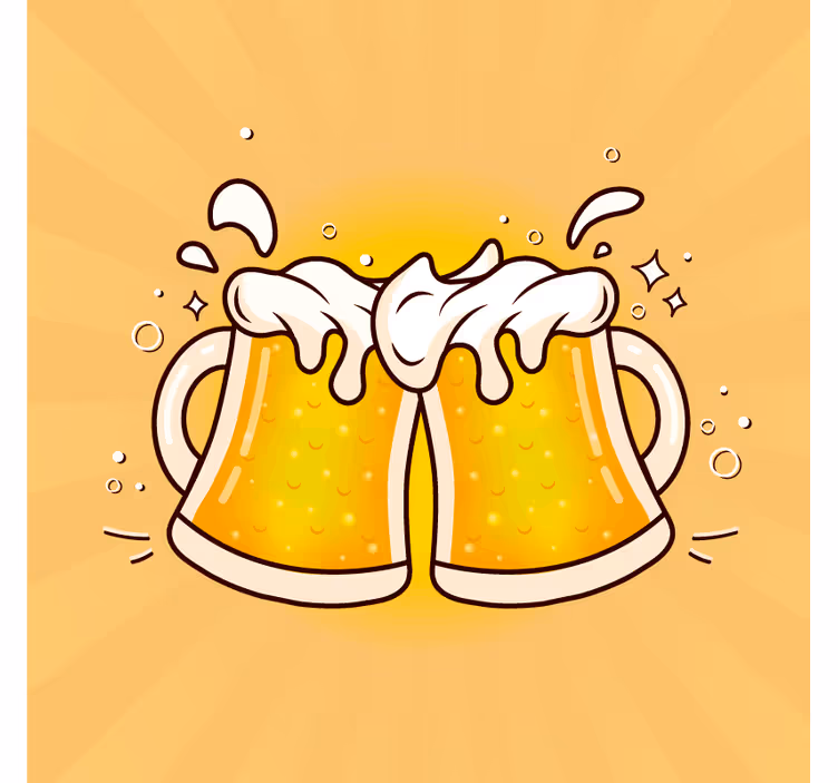 ビールマットでビールジョッキと乾杯 - TENSTICKERS