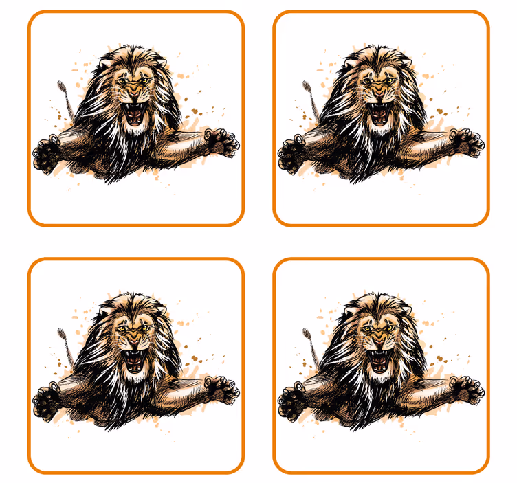 ビンテージ コースター 猛烈なライオンのイラスト - TENSTICKERS