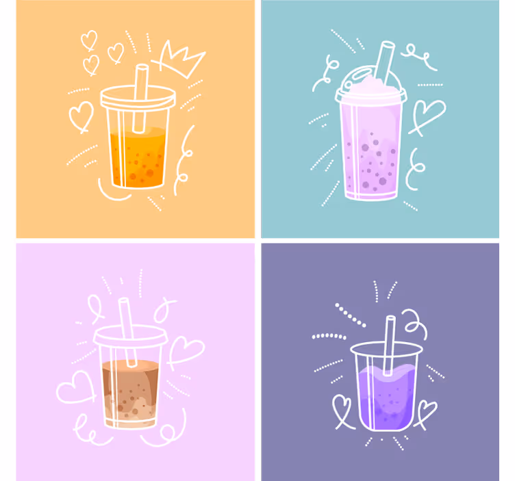 現代のコースター カラフルな飲み物のイラスト - TENSTICKERS