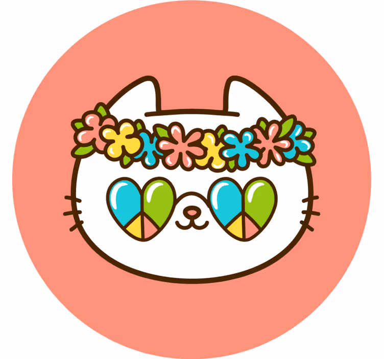 コースター フリーク 花冠の猫 - TENSTICKERS