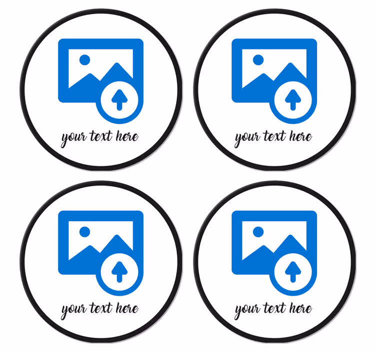 テキストのパーソナライズされたコースター付きのカスタム画像 - TENSTICKERS