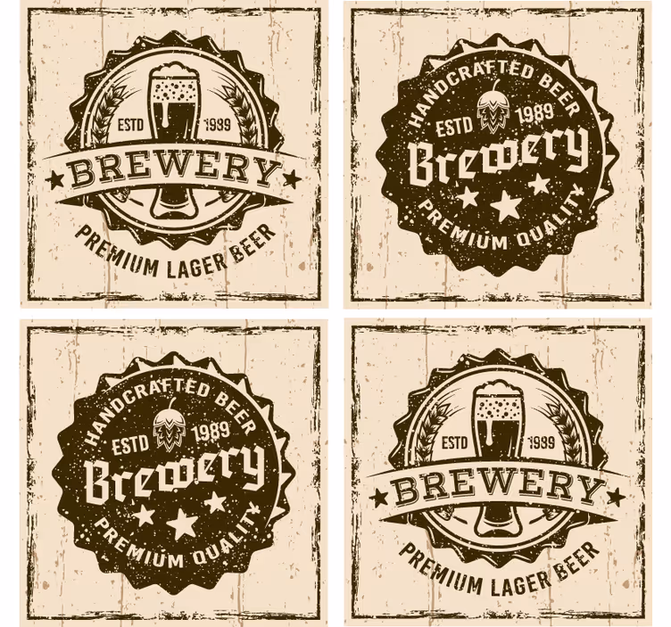 ビールマット ヴィンテージブルワリーバッジデザイン - TENSTICKERS