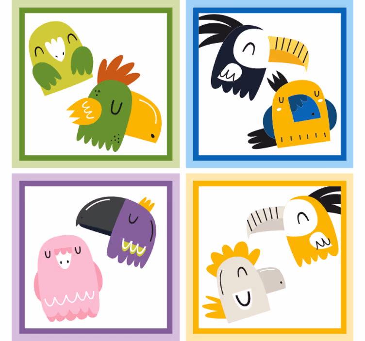 ビールマットカラフルな鳥の顔 - TENSTICKERS