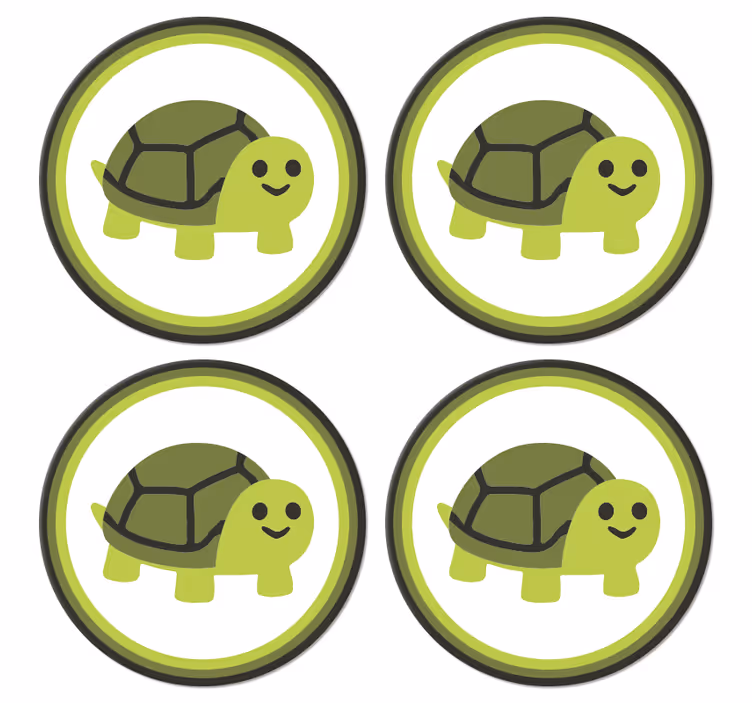 面白い笑顔のカメの漫画の現代のコースター - TENSTICKERS