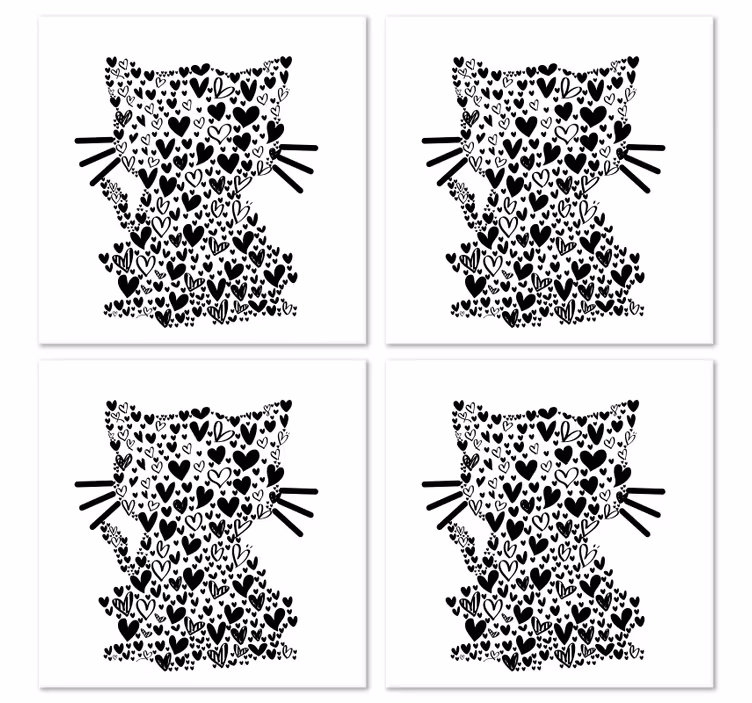 キャットハートモダンコースター - TENSTICKERS