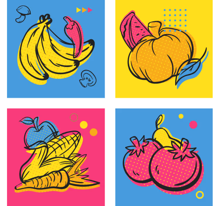 現代のコースター カラフルな果物のイラスト - TENSTICKERS