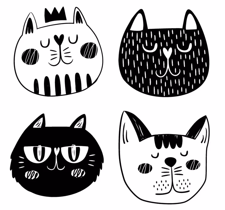 コースター フリーク 遊び心満載の猫のイラスト - TENSTICKERS
