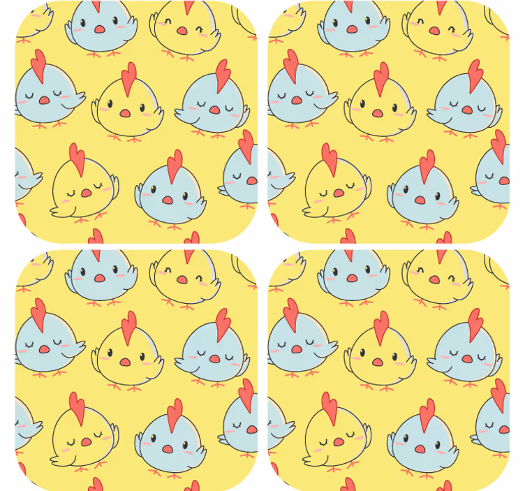 コースター フリーク 可愛い鶏の顔 - TENSTICKERS