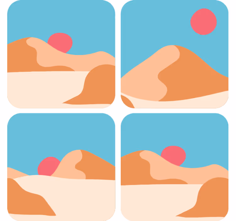 現代のコースター スタイライズドデザートランドスケープ - TENSTICKERS