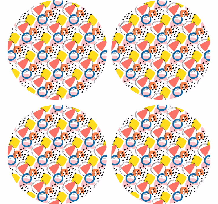 コースター フリーク カラフルな抽象形状 - TENSTICKERS