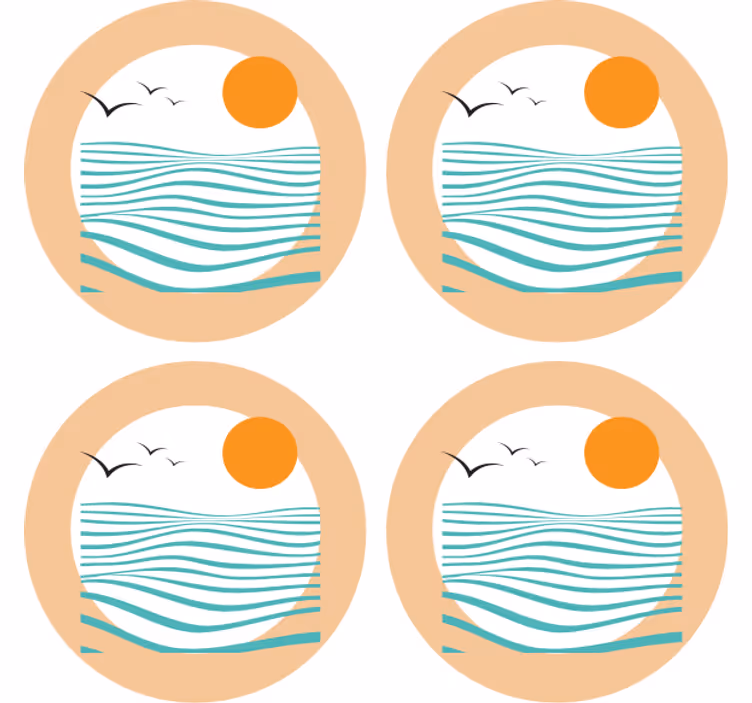現代のコースター波模様の夕日 - TENSTICKERS
