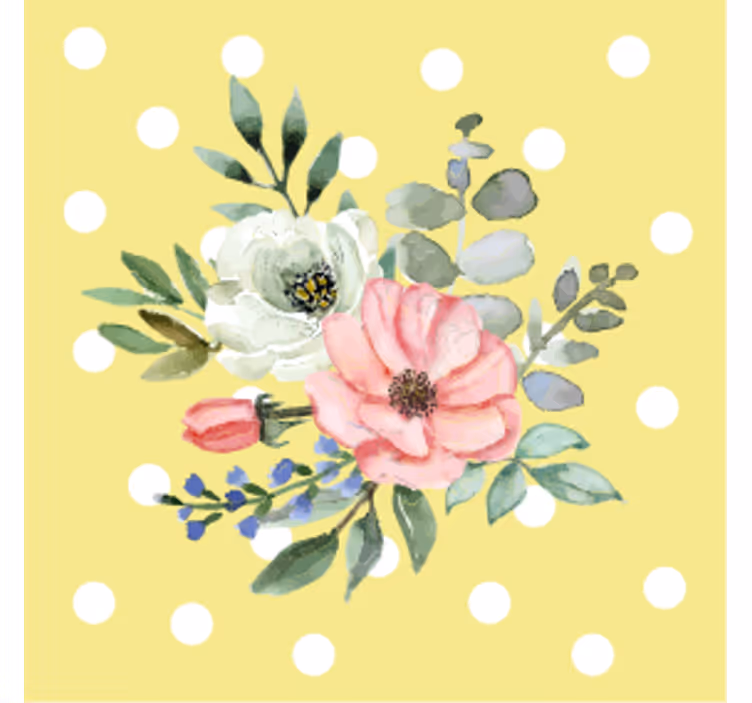 現代のコースター水玉模様の花のアレンジメント - TENSTICKERS